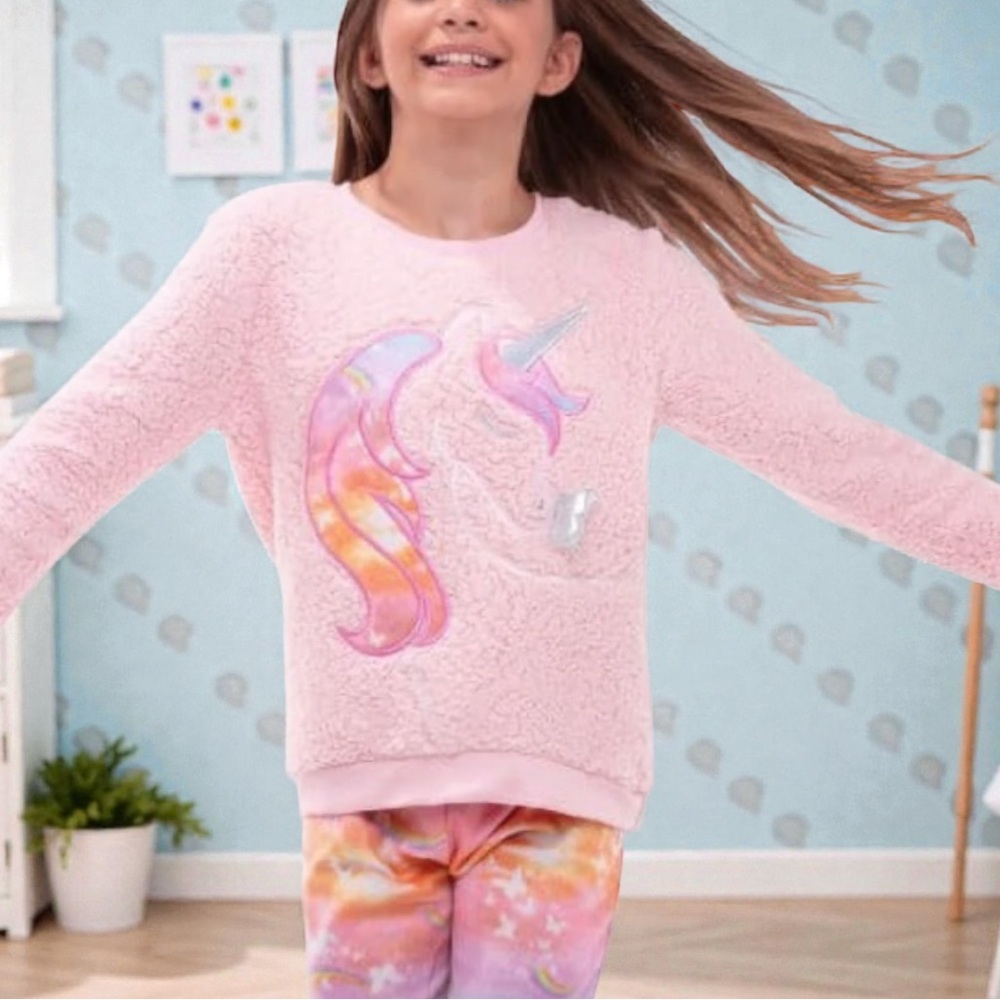 Sleep On It Cozy Pink Unicorn Kids Pajamas Set - Picture 4 of 9